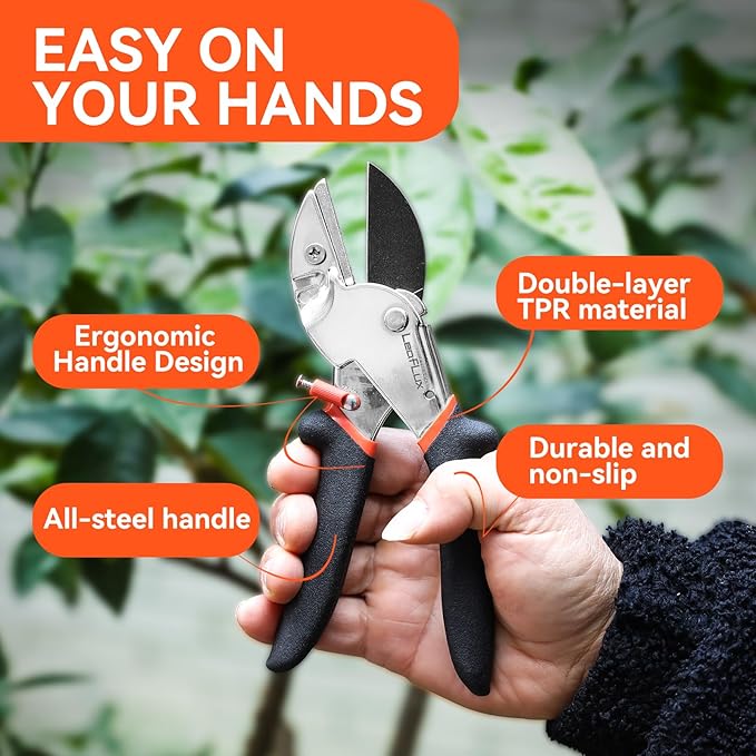 8" Professional Heavy Duty Anvil Pruning Shears with Anti-Rust SK-5 Blades, Garden Shears for Dry Stems and Small Branches, Gardening Scissors, Clippers for Wood, Non-Slip Handle. | LFXP1108S