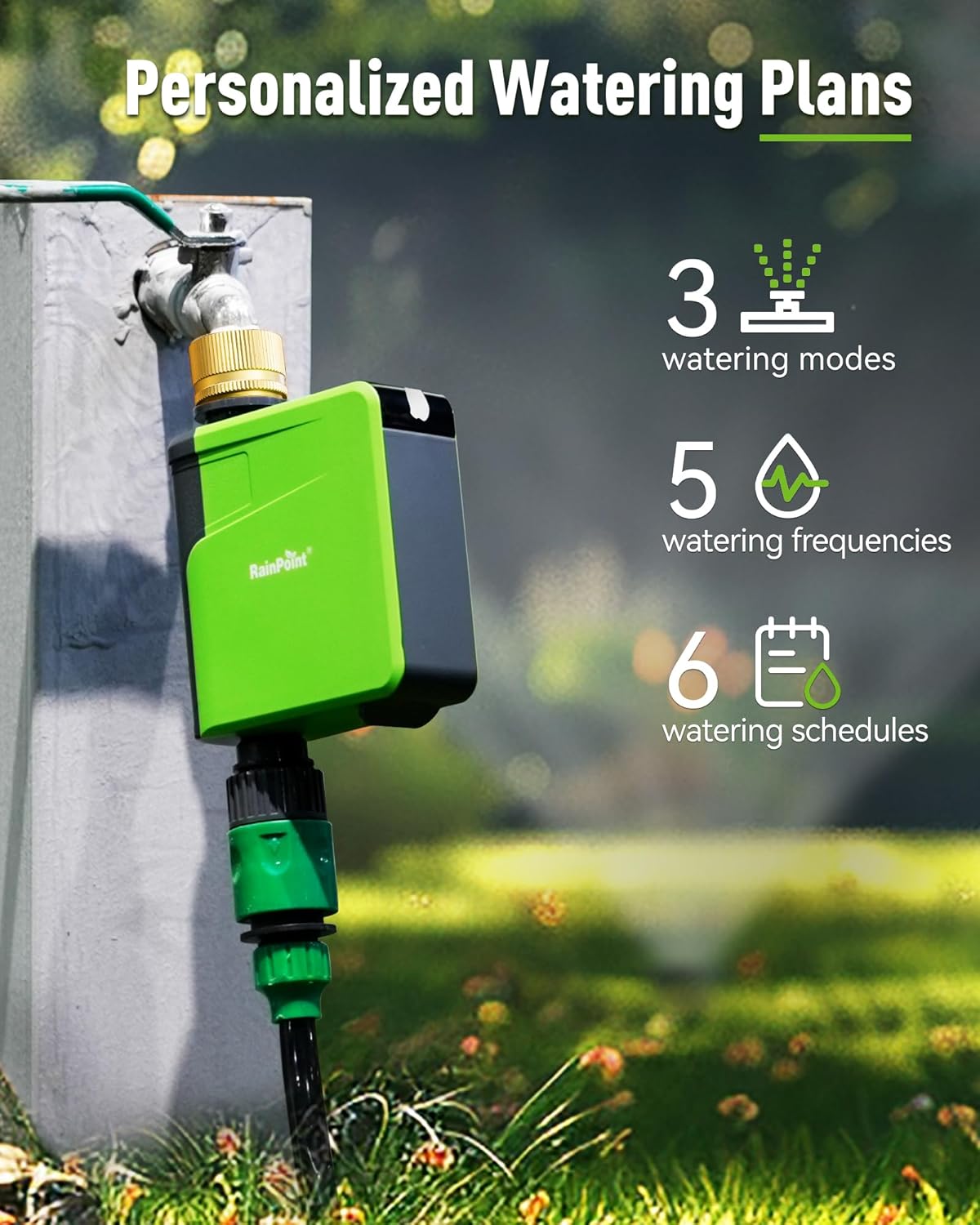 RAINPOINT WiFi Hose Timer, Brass Inlet Smart Sprinkler Timer for Watering, WiFi Watering Timer for Garden Hose with Hub, APP & Voice Control, Automatic Irrigation System for Lawns and Yard