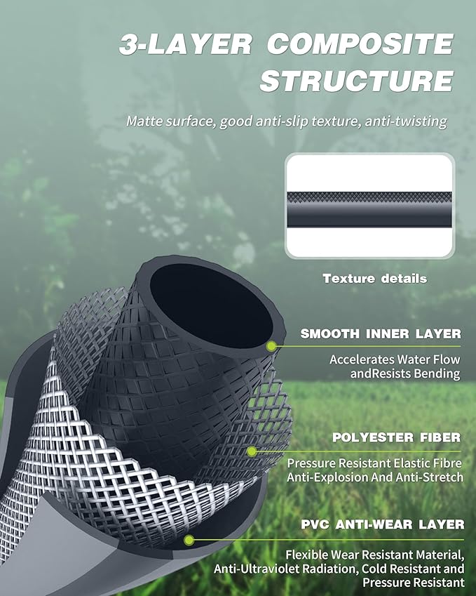 Retractable Garden Hose Reel 5/8 in x 75 ft Professional Metal Bracket & 9-Pattern Metal Nozzle UV Resistant Brass Fitting Heavy Duty Wall Mount Any Length Lock Slow Retraction 180° Swivel