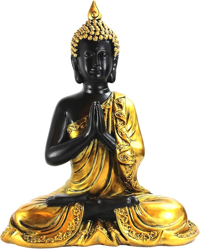 Seraphic Large Golden Meditation Buddha Statue for Indoor, Outdoor, and Home Decor, Gold, 13" Tall