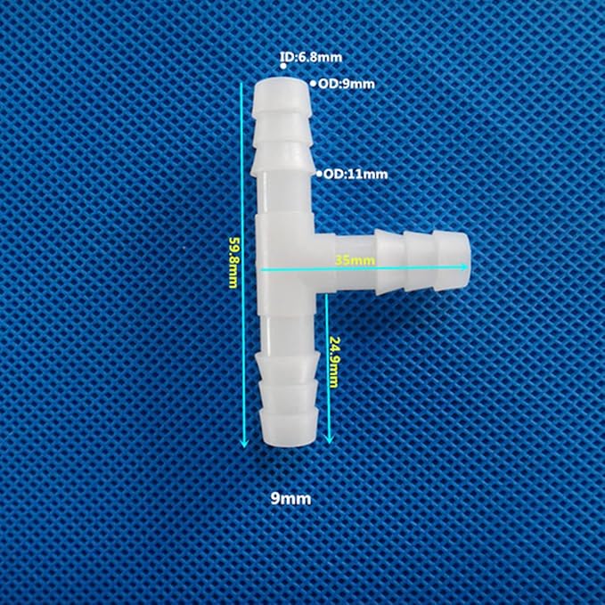 Unifizz T - Piece Hose Equal Paths Tube Accessories,9mm Equal Paths Plastic Hose Tube Connector For Cooling Watering Irrigation, Transparent, 10Pcs