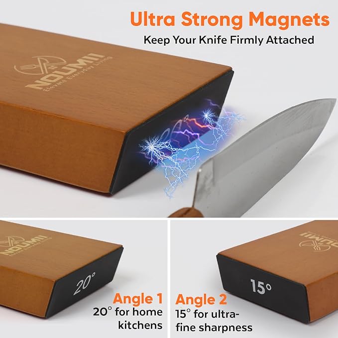 Rolling Knife Sharpener Kit - Easy to Use Magnetic Knife Sharpeners for Professional Chefs and Home Cooks - Premium Elegant Beech Wood - Knife Sharpening Kit for Effective Blade Sharpening