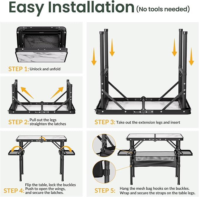 Titanker Small Camp Table 2ft, Folding Camping Table Portable with Storage Bag & Side Racks, Picnic & Beach Table, Car Camping Essentials, Aluminum Light & Solid