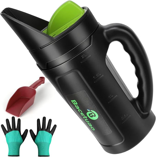Hand Spreader Shaker, Multiple Adjustable Opening Sizes for All Purpose for Grass Seed, Fertilizer & Earth Food, Snow Salt, Ice and Snow Melt - Up to 80 Oz
