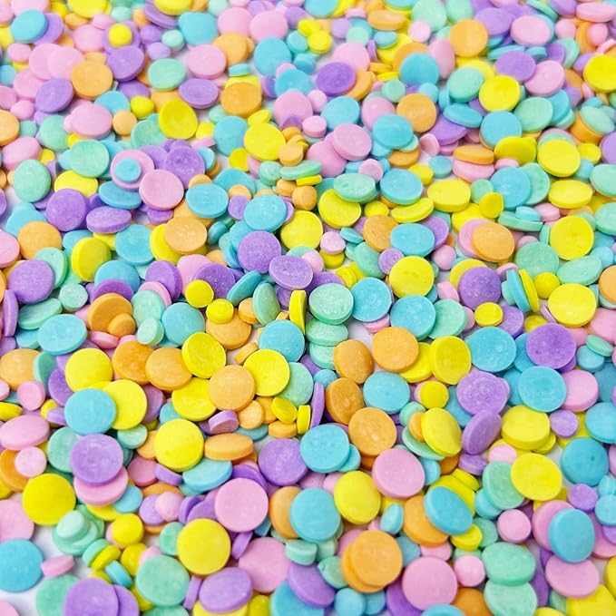 Pastel Confetti Sprinkle for Cake Decorating, Mix Rainbow Flat Round Sugar, Ideal for Cookie, Macaron, Cupcake, Ice Cream Topper