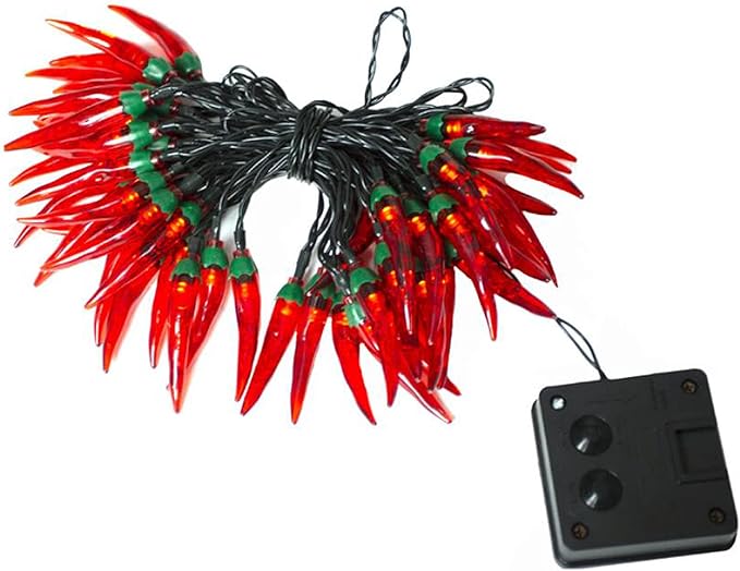 Solar Red Chili String Lights, 50 LED Chili Shape Fairy String Lights Solar Operated String Lights for Wedding, Chinese New Year,Spring Festival,Party Decoration,Christmas