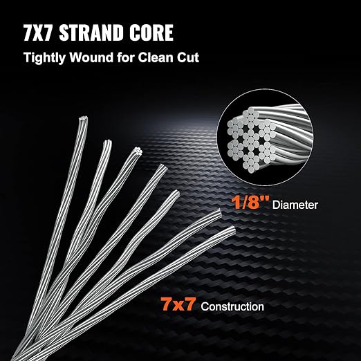 Mophorn Stainless Steel Cable Railing 1/8"x 500ft, Wire Rope 316 Marine Grade, Braided Aircraft Cable 7x7 Strands Construction for Deck,Rail,Balusters,Stair,Handrail,Porch,Fence