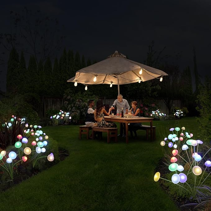 Solar Garden Lights, 6-Pack Dual Mode LED Solar Mushroom Lights, Waterproof Firefly Outdoor Decor for Yard, Patio, and Pathway – Colorful Jellyfish Ambiance
