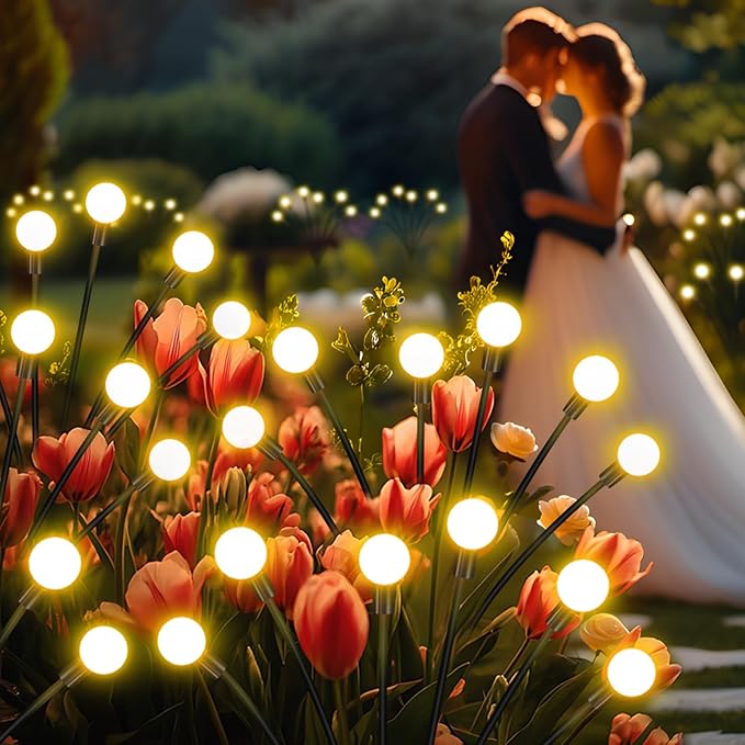 Solar Garden Lights Outdoor, 6 Pack 48LED Waterproof Solar Powered Lights for Yard Pathway Patio, Swaying Lawn Decor as Gardening Gifts for Women Holiday