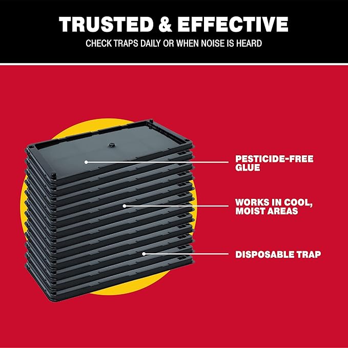 Catchmaster Rat, Snake and Mouse Traps 12Pk, Large Bulk Glue Rat Traps for Home, Adhesive Plastic Tray for Inside House, Snake, Mice, & Spider Catcher, Pest Control for House & Garage