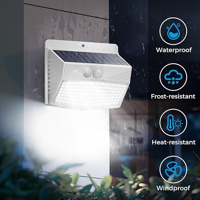 [12 Packs] Solar Outdoor Lights Motion Sensor Solar Security Lights Waterproof with 3 Lighting Modes Solar Powered Wall Lights Outside for Garden Fence Yard,White