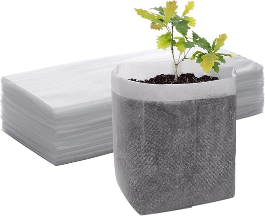 GREANER Degradable Grow Bags, 12.6"x13.4" Plant Bags for Home Garden Greenhouse Supplies, 50-Pack Large Fabric Pots for Vegetable Flower Fruits Potato Tomato Garden Seed Starting