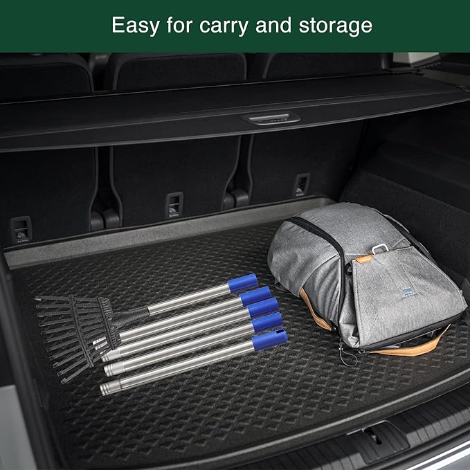 Rake for Leaves, 8" Wide 11 Tines Small Metal Hand Garden Adjustable Lawn Yard Shrub Kids Leaf Rake Heavy Duty Garden Tool for Gardening