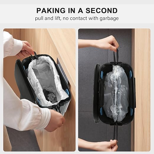 ELPHECO Hanging Trash Can with Lid 2.5 Gallon Kitchen Compost Bin for Under Sink, Plastic Wall-Mounted Garbage Can, Small Kitchen Trash Bin, Small Trash Can with Lid for Office, Bathroom, Black