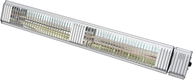 Commercial SunWave 3000 Watt Infrared Patio Heater Tungsten Ultra Quartz Low Glare with Remote control and 3 power levels, 11,028 BTU Max output By Muskoka Lifestyle Products USA (Silver)
