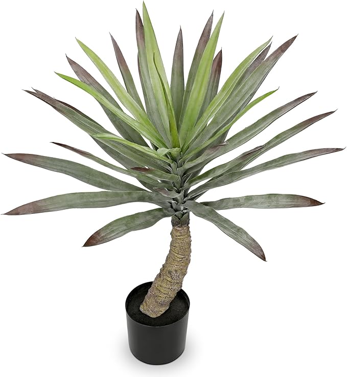 Briful Large Agave Plants Artificial 27.5in Tall Fake Potted Agave Plant Indoor Faux Succulent Tropical Plants for Home Office Room Balcony Garden Outdoor Decor