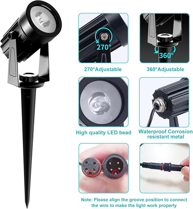 T-SUNUS Halloween Color Changing Solar Spot Lights Metal, RGB LED Landscape Spotlights IP65 Waterproof Spotlight 2-in-1 for Outdoor Uplighting Garden Pathway Christmas Trees Flag Pond Yard