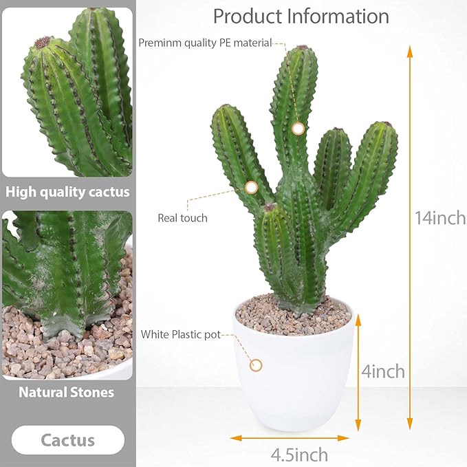 Artificial Cactus 14inch Faux Cacti Fake Succulent Plants for Indoor Outdoor Home Office Garden Decor