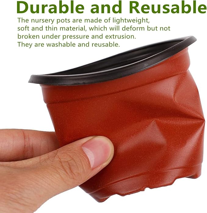 100 PCS 7 Inches Plastic Plant Nursery Pots, Reusable for Succulents, Seedlings, Cuttings, Transplanting,Seedlings Plastic Plant Pots with Drainage Holes
