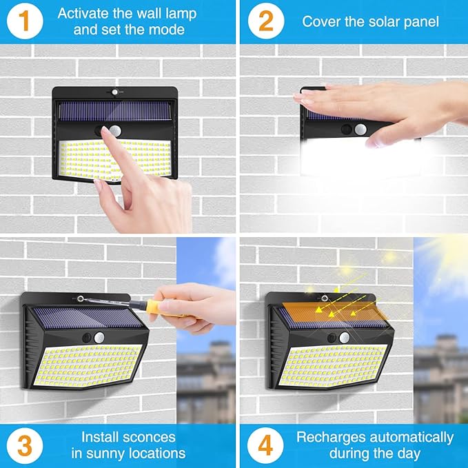 Solar Outdoor Lights - 138 LED/5 Packs Solar Motion Sensor Security Lights with 3 Lighting Modes for Garden, Fence, Yard, Deck, Garage