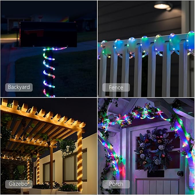 ANJAYLIA 66ft 200 LED Rope Lights Outdoor, Waterproof 16 Colors Changing String Lights Plug in with Remote Control Indoor Twinkle Fairy Lights for Bedroom Garden Party Halloween Christmas Decorations