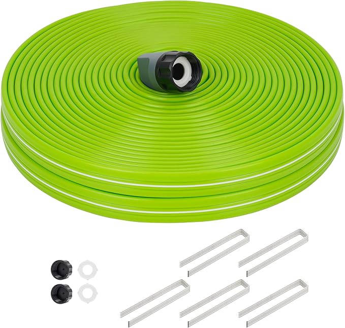 Sprinkler Soaker Hose 75FT, Watering Soaker Hose with Holes, High-Efficiency Sprinklers System for Garden and Lawn with Staples