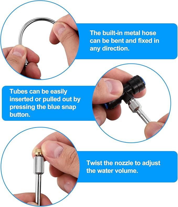 10 Packs Flexible Mister Nozzle Extensions 5.9 Inch,Brass Mist Rod for Mister Nozzles Bendable Copper Extended Pole 10/24 UNC Thread,Outdoor Misting System Nozzle Extension (10, silver)