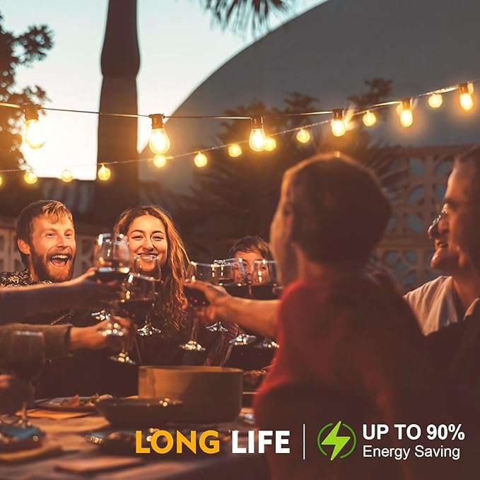 24 Pack LED S14 Replacement Light Bulbs, Waterproof 1W Vintage Edison Bulbs for Outdoor Patio Backyard String Lights, Dimmable, E26 Regular Medium Screw Base, 2200K Warm White