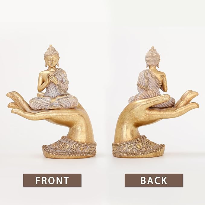 Buddha Statue for Home Decor Gold 8.7"- Buddha Statues for Zen Decor - Buddha Statue Large for Spiritual-Buddha Decor for Living Room-Buda–Indoor Buddha Gift for Relaxation, Meditation or Shrine