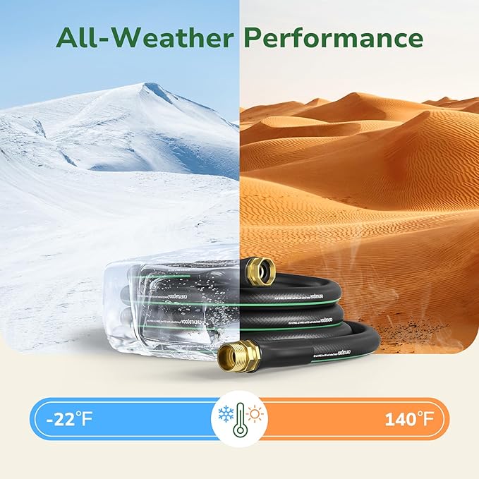 GreatBuddy 25 ft Garden Hose 5/8", Less Kink Heavy Duty Water Hose, Durable & Flexible Hose for Outdoor, Lawn, Car Washing, Pet Bathing and Household