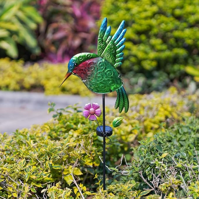 dreamysoul Outdoor Solar Hummingbird Garden Lights, Decorative Hummingbird Garden Stake Lights, Hummingbird Solar Lights for Outside Patio Yard Pathway Decor
