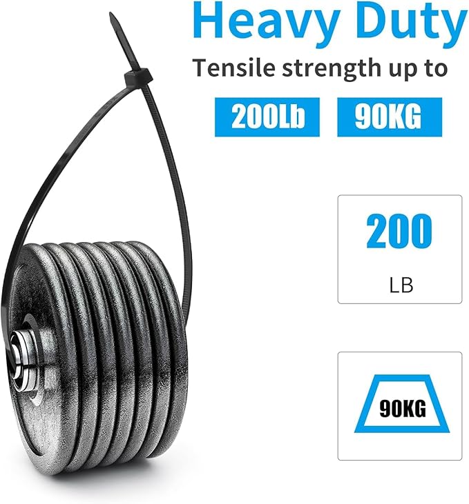 XINGO 12 Inch Black Large Zip Ties Heavy Duty 500 Pack, 200 LBS Ultra Strong Plastic Wire Ties, Large Cable Ties Extra Long Tie Wraps, Indoor and Outdoor UV Resistant