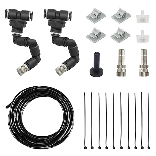 Misting Irrigation Kit Plant Watering System Fittings with 1/4 inch 1/2 inch Blank Distribution Tubing Hose Adjustable Nozzle Emitters Sprinkler Barbed Fittings Greenhouse