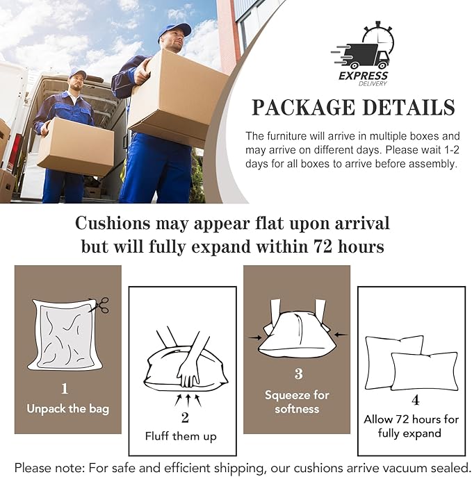 EAGLE PEAK Modern Wicker Outdoor Chair, Patio Chair Curved Armrest, Rattan Patio Furniture for Yard Deck Porch Garden, 2 Chairs 2 Ottomans, 4 Pieces, Brown/Gray