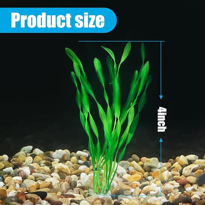 AQUANEAT Fish Tank Artificial Plants, Aquarium Plastic Seaweed Decorations, 8Inch Tall Fake Green Accessories, 10 Packs