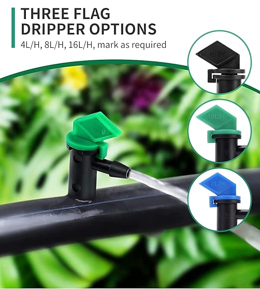 1/4 Drip Irrigation Fittings, 210 Pcs 1/4 Drip Irrigation Connectors Irrigation Fittings Kit for Flower Pot Garden Lawn (Spray,Micro Dripper,Straight Barbs,Tees,Elbows,End Plug,4-Way Coupling)