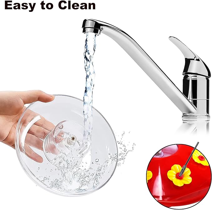 Hummingbird Feeders for Outdoors Hanging - 8 Feeding Ports 16 oz Plastic Hummingbird Feeder, Bee-Proof Leak-Proof No Drip, Easy to Clean with Cleaning Brushes