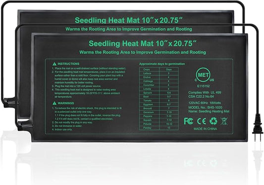 Seedling Heat Mat, 10"x 20.75" Plant Heating Pad for Home Gardening Seed Starting, MET Certified Waterproof Durable Germination Station Heat Mat