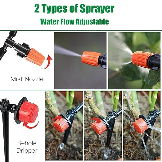 Garden Drip Irrigation Kit,98FT/30M 149Pcs Plants Misting System for Lawn Patio Automatic Irrigation Equipment with 1/4" Blank Distribution Tubing Hose Adjustable Nozzle Emitters Sprinkler