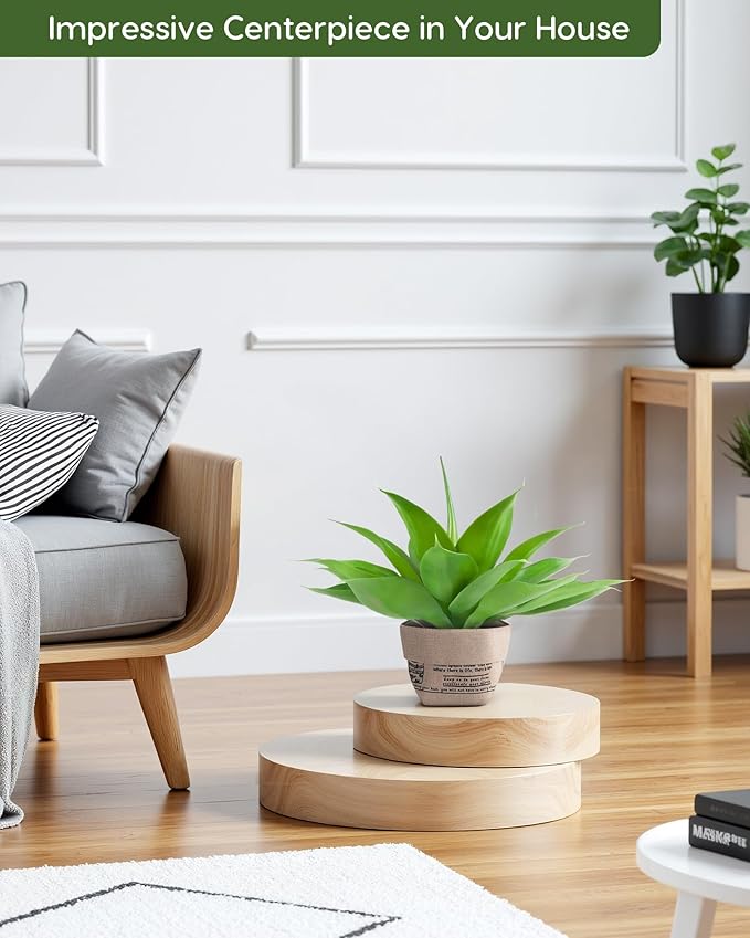 Velener Fake Agave with Burlap Bag, Artificial Plant Outdoor Agave - Fake Plants for Indoor and Outdoor Decor(15 Inch)