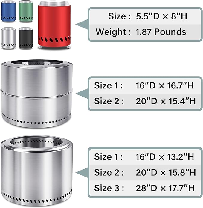 HGD Small Tabletop Fire Pit, Smokeless Table Top Firepit Outdoor, Portable Mini Stove with Carry Bag for Camping Backyard Patio Garden Picnic, Fueled by Pellets or Wood, Stainless Steel, Red