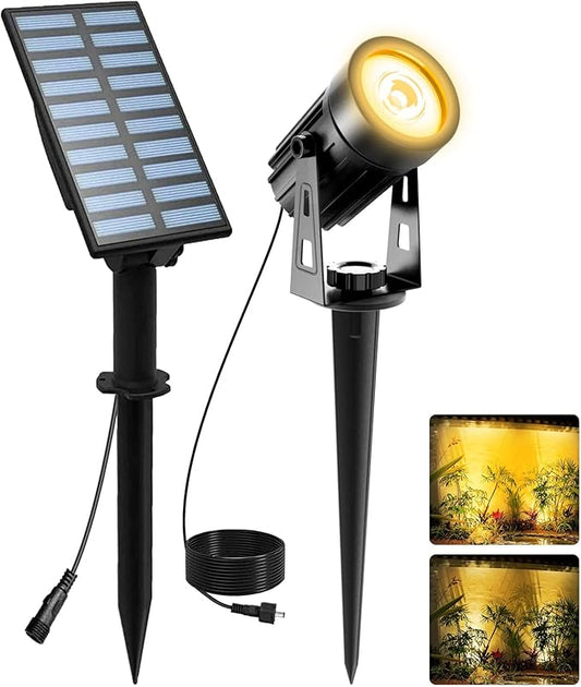 T-SUNUS Halloween Solar Landscape Spotlights, Garden Spot Light IP65 Waterproof 9.8ft Cable, 2000mAh Separated Panel, Auto On/Off for Christmas Tree Flag Driveway Pathway Pool Area Warm White 3000K