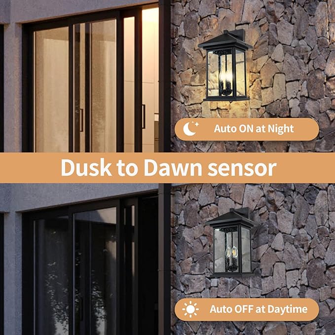 Extra-Large Outdoor Wall Sconce, Wall Lantern, Wall Light with Tempered Clear Seeded Glass, Matte Black Finish for Outdoor