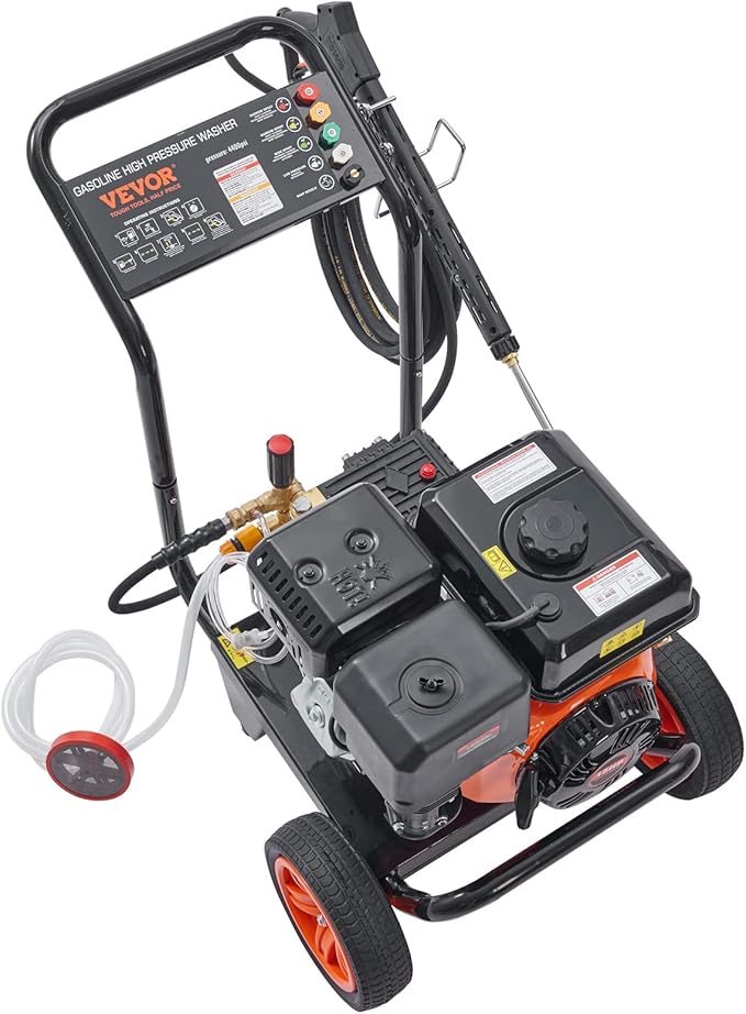 VEVOR Gas Pressure Washer, 4400 PSI 4.0 GPM, Gas Powered Pressure Washer with Copper Pump, Spray Gun and Extension Wand, 5 Quick Connect Nozzles, for Cleaning Cars, Homes, Driveways, Patios