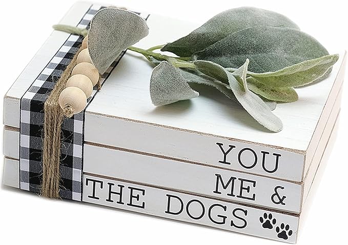 Lavender Inspired - You Me and the Dogs Dog Sign, 3 Stacked Books
