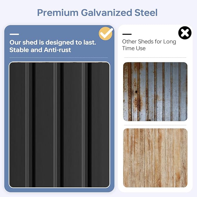 6x4 FT Outdoor Storage Shed, Metal Garden Tool Shed with Sloping Roof & Lockable Door for Patio Lawn Backyard (Black)