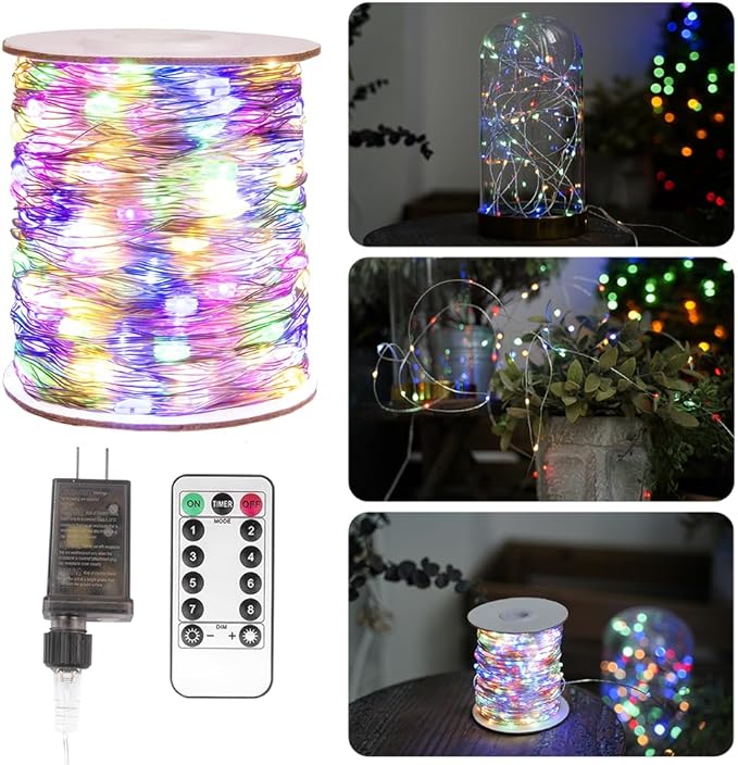 Fairy Lights Plug in,200FT 600 LEDs Waterproof Led String Lights,Twinkle Light with 8 Modes Remote for Outdoor Indoor Christmas Wedding Birthday Garden Party Decorations,Multicolor