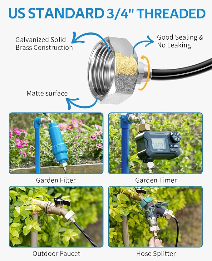 HOMENOTE Misting Cooling System, 26FT (8M) Misting Line + 7 Brass Mist Nozzles + Brass Adapter(3/4") Outdoor Mister for Patio Backyard Garden Greenhouse