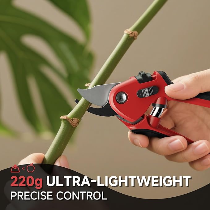 8-Inch Professional Pruning Shears - SK5 Steel Blades, Non-Stick Coating, Ergonomic Design, Suitable for Thick Branches, Safety Lock