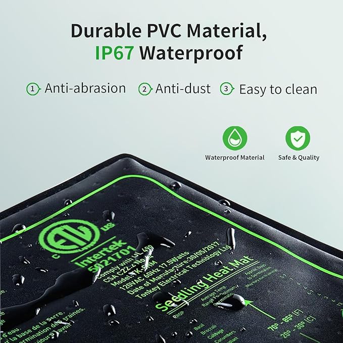 Upgrade 48"x20" Durable Waterproof Seedling Heat Mat with ETL Certified, Warm Hydroponic Heating Pad for Germination,Indoor Plant Gardening and Cutting, Brewing and Seed Starting Greenhouse